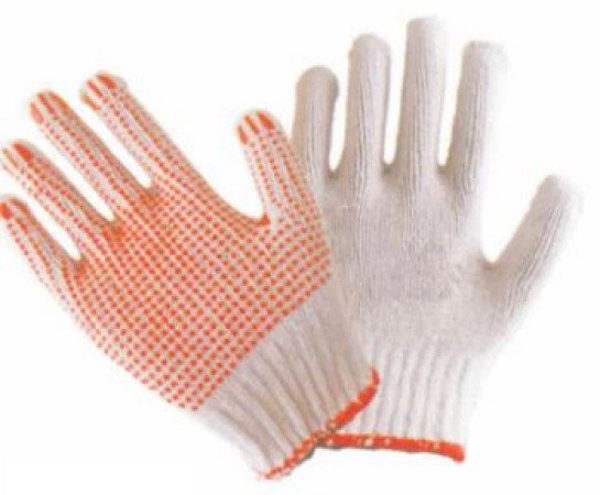 THX-8101 PVC Coated Gloves, 2 Gauge White T/C Shell, With Red Dots.