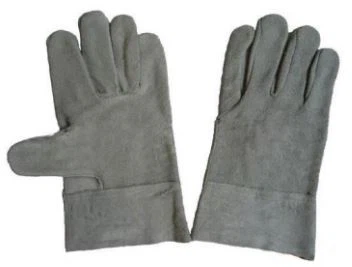 TH-4304 Cowhide Split Leather Glove, 10.5'' Grey Cowhide Split Leather Welding Glove, Two Piece Leather Back, No Lining.
