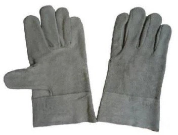 TH-4304 Cowhide Split Leather Glove, 10.5'' Grey Cowhide Split Leather Welding Glove, Two Piece Leather Back, No Lining.