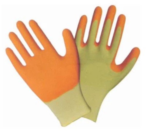 THX-3201 Latex Coated Gloves, Seamless 13G Polyster Shell, Crinkle Latex Coated Gloves. Orange Red Latex Coating, Other Color Is Available.