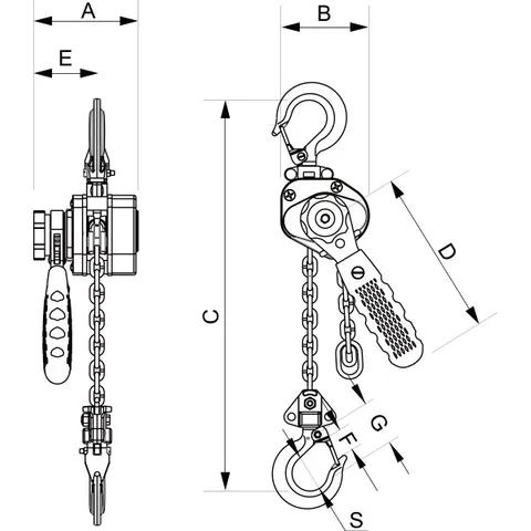 ITM LEVER HOIST, LOAD LIMITED, MINI, 500 KG, 1.5 METRE LIFT
