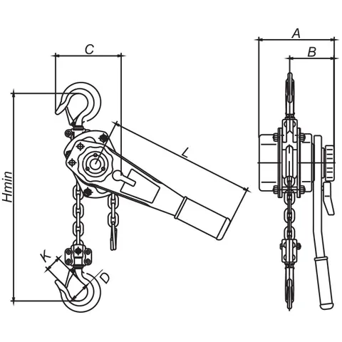 ITM LEVER HOIST, HEAVY DUTY, 3 TONNE, 1.5 METRE LIFT, WITH LOAD LIMITER