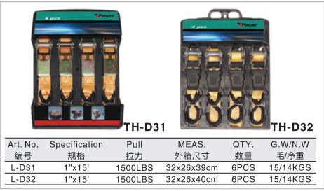 TH-D31 / TH-D32 Ratchet Tie Down, locking function and will not fall off
