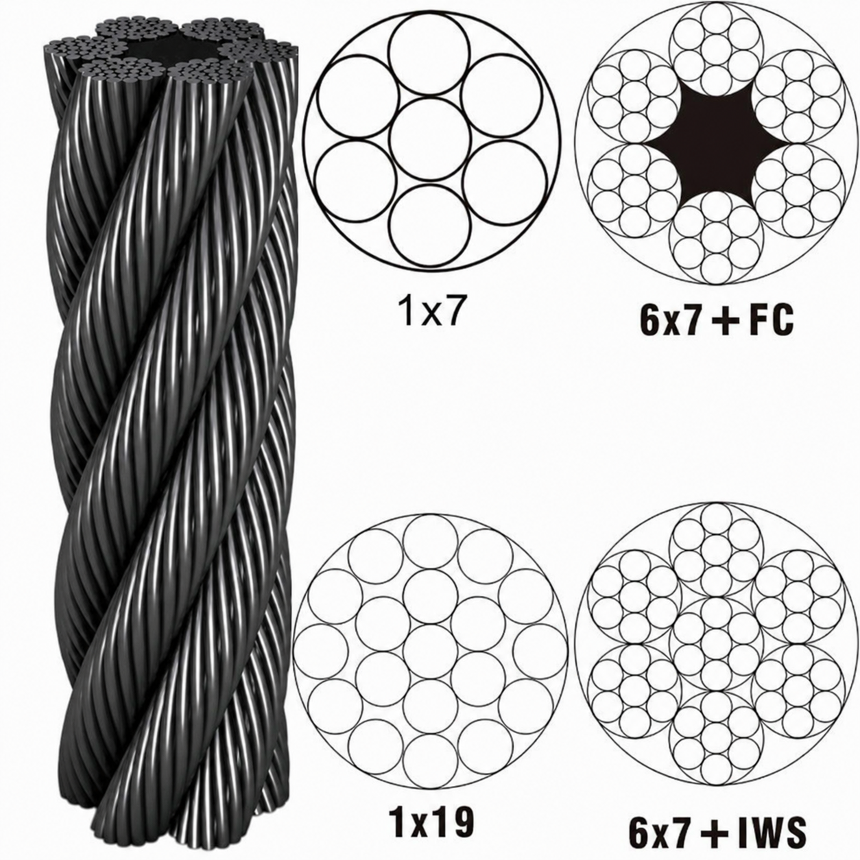 Stainless Steel Wire Rope, material:AISI304, AISI316, AISI316L